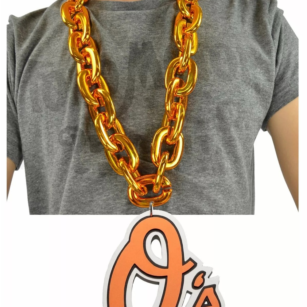 New MLB Baltimore Orioles ORANGE Fan Chain Big Necklace Foam